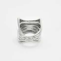 Bague chevalière 5 rangs diamants