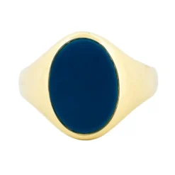 Bague Chevalière Agate bleue