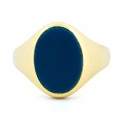 Bague Chevalière Agate bleue