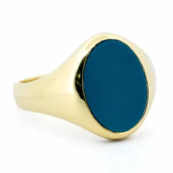 Bague Chevalière Agate bleue