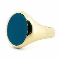 Bague Chevalière Agate bleue