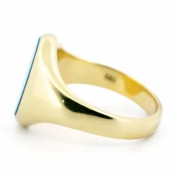 Bague Chevalière Agate bleue