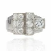 Bague chevalière art déco diamants