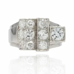 Bague chevalière art déco diamants