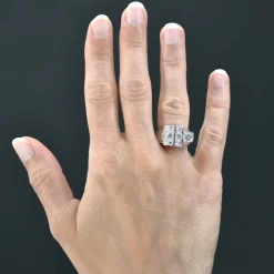 Bague chevalière art déco diamants