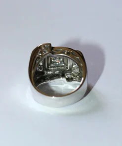 Bague Chevalière Art Déco Or Platine Diamants