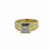 Bague chevalière certifiée HRD en or jaune et blanc
