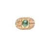 Bague Chevalière en or jaune émeraude et diamants