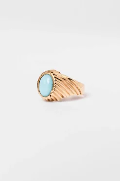Bague Chevalière en or jaune et cabochon