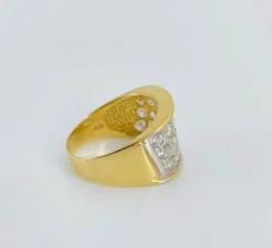 Bague Chevalière en or jaune et diamants