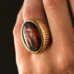 Bague chevalière godronnée intaille