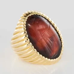 Bague chevalière godronnée intaille