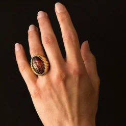 Bague chevalière godronnée intaille