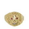Bague chevalière Lion rubis et diamant