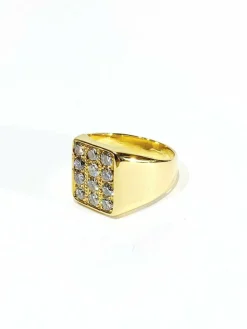 Bague Chevalière or et diamants