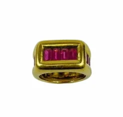 Bague Chevalière Or jaune ligne de Tourmaline