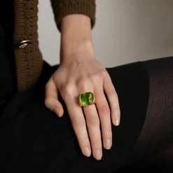 Bague Chevalière Or Jaune Péridot