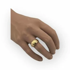 Bague chevalière or jaune à motifs