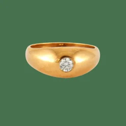 Bague chevalière or rose et diamant