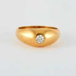 Bague chevalière or rose et diamant
