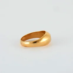 Bague chevalière or rose et diamant