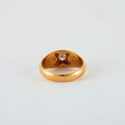 Bague chevalière or rose et diamant
