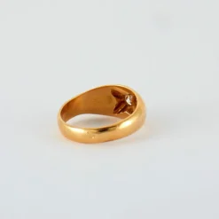 Bague chevalière or rose et diamant
