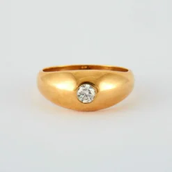 Bague chevalière or rose et diamant
