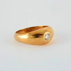 Bague chevalière or rose et diamant