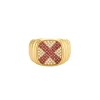 Bague Chevalière plateau diamants/rubis