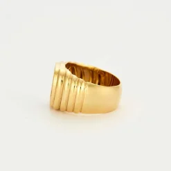 Bague Chevalière plateau diamants/rubis