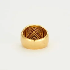 Bague Chevalière plateau diamants/rubis
