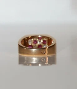 Bague Chevalière Rubis Diamants