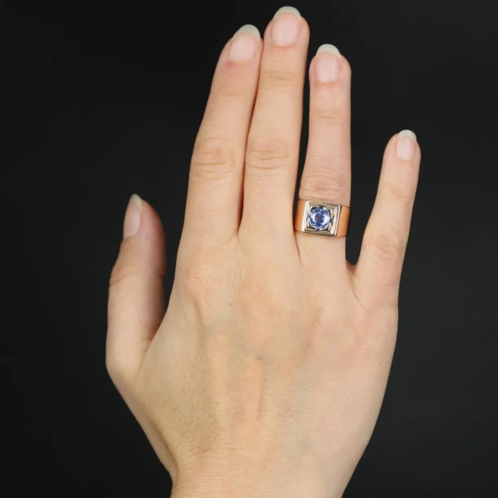 Bague chevalière saphir en or