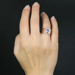 Bague chevalière saphir en or