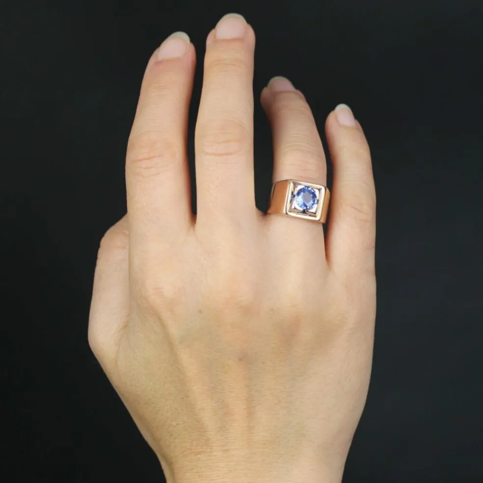 Bague chevalière saphir en or