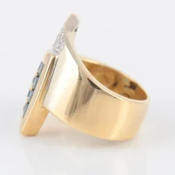 Bague Chevalière Saphirs Diamants