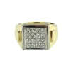 Bague Chevalière vintage or jaune et blanc diamant certificat HRD