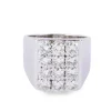 Bague chevalière Vintage Rectangulaire Or Gris Diamants