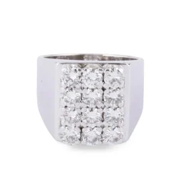 Bague chevalière Vintage Rectangulaire Or Gris Diamants