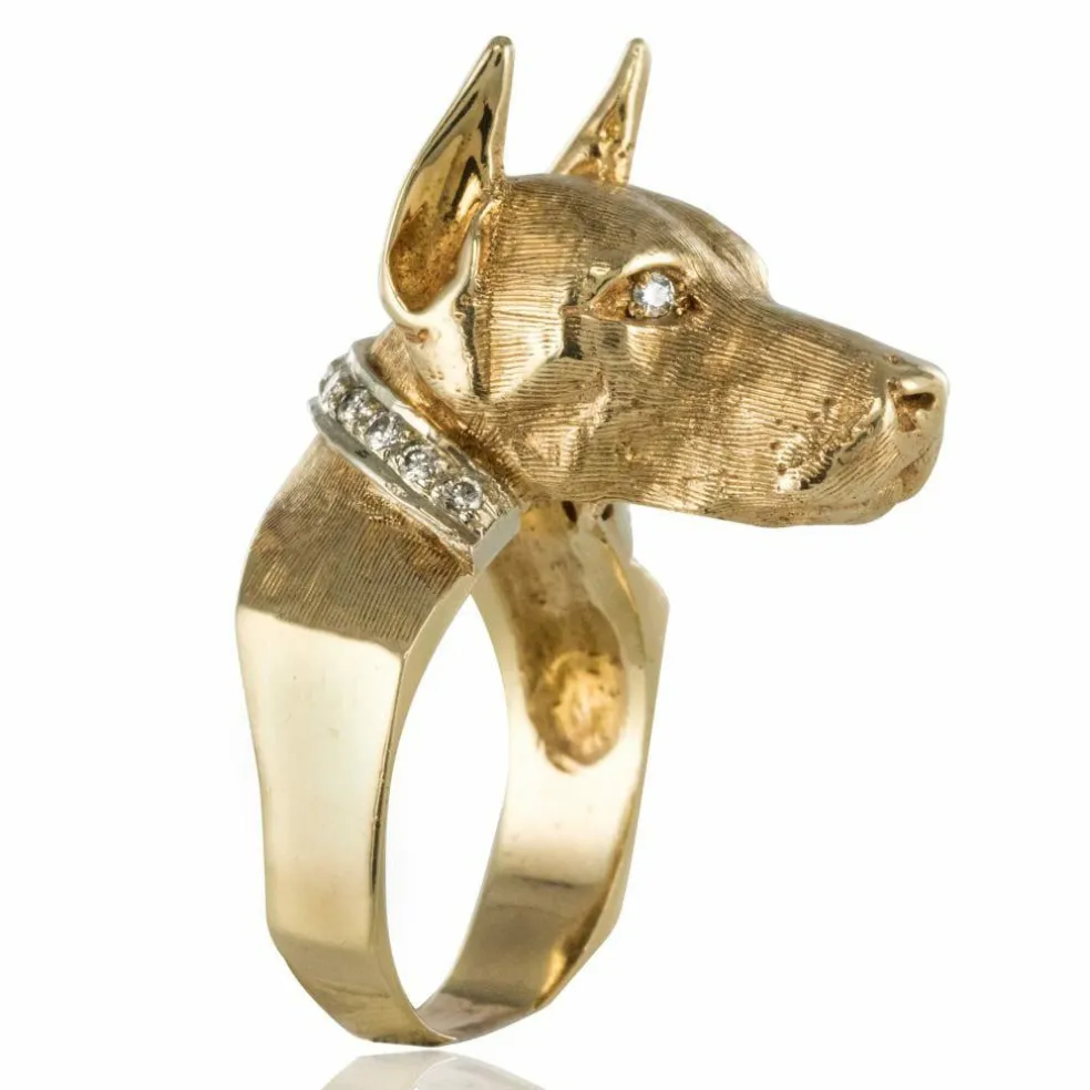 Bague chien et son collier diamants