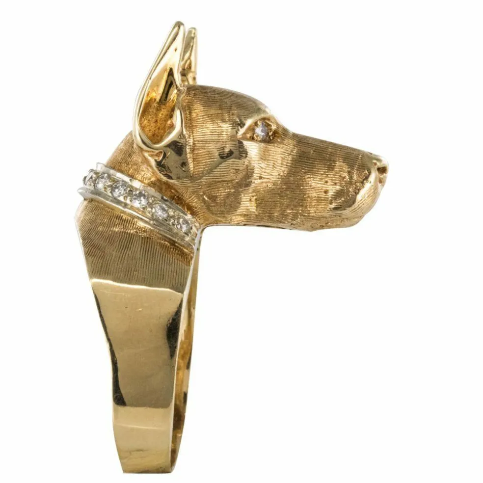 Bague chien et son collier diamants