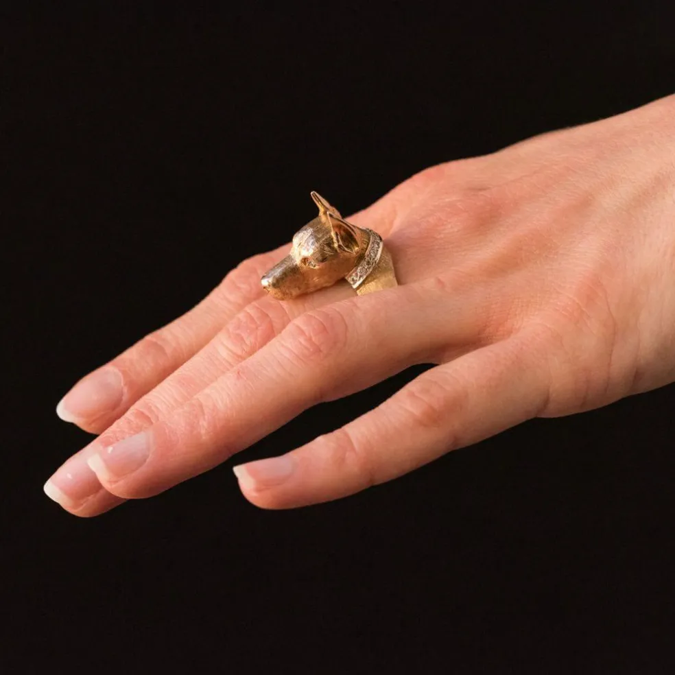 Bague chien et son collier diamants