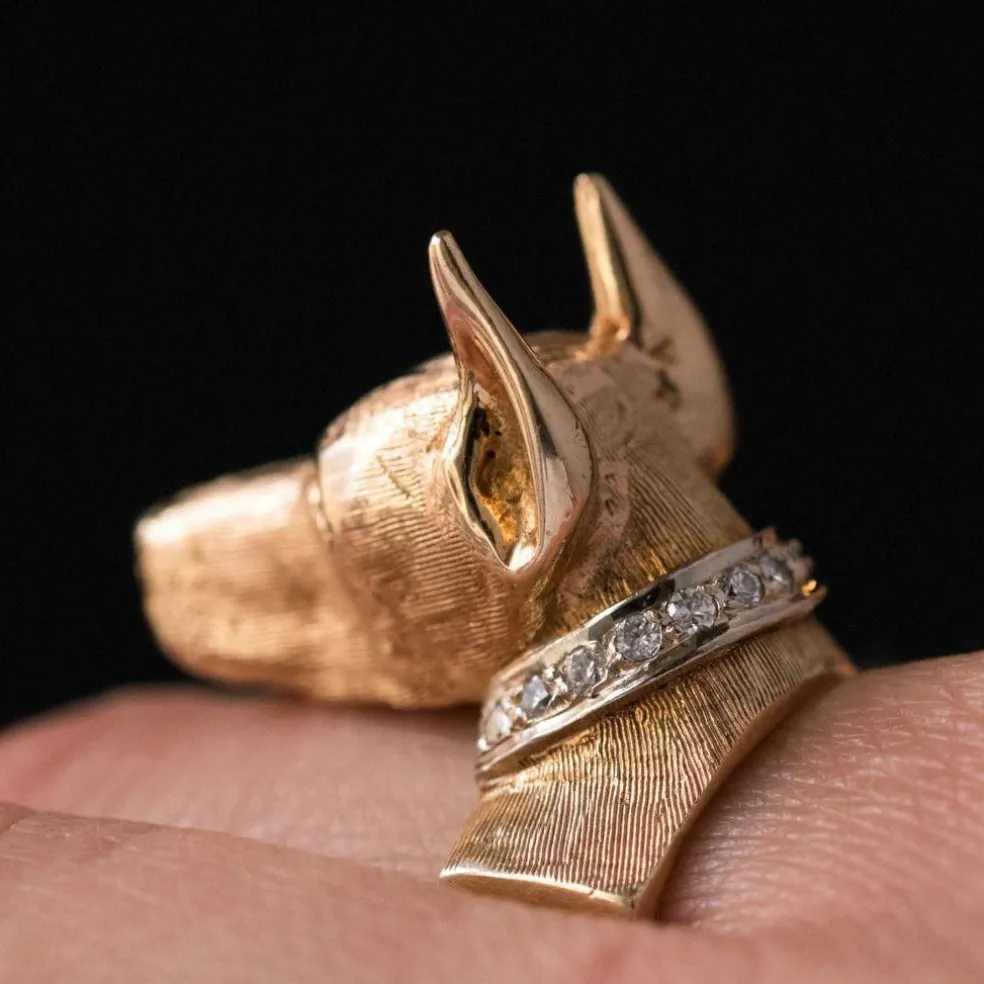 Bague chien et son collier diamants