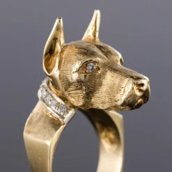 Bague chien et son collier diamants