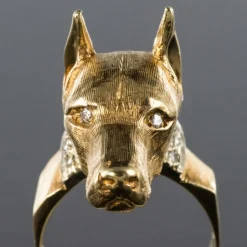 Bague chien et son collier diamants