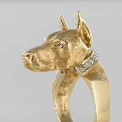 Bague chien et son collier diamants