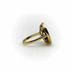 Bague chérubin ailé en émail doré de style victorien
