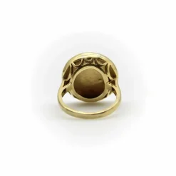 Bague chérubin ailé en émail doré de style victorien