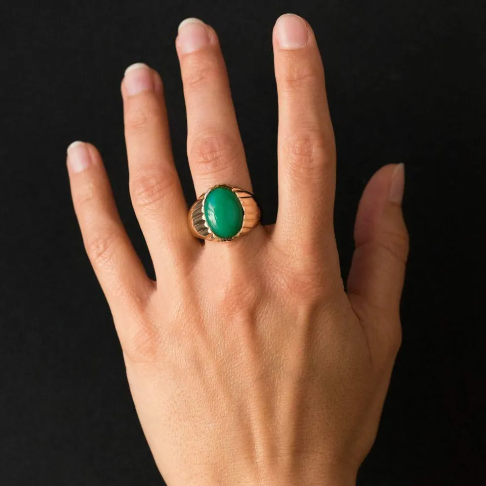 Bague chrysoprase chevalière